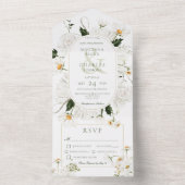 素朴デイジー&ホワイトフラワーディナー オールインワン招待状 (内側)