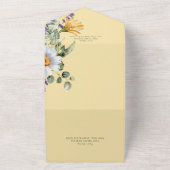 素朴デイジー&ラベンダーフローライエローQRコード オールインワン招待状 (外側)