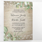 素朴トスカーナの緑結婚草 三つ折り招待状 (内部最初)