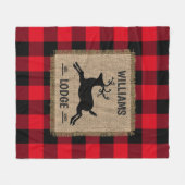 素朴トナカイ赤水牛プレイドファミリー名逃げる フリースブランケット (正面(横))