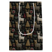 素朴トナカイ&クリスマスツリーフォークアート ミディアムペーパーバッグ (裏面)