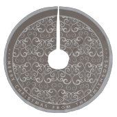 素朴トープと銀のクリスマスダマスクカスタム ブラッシュドポリエステルツリースカート (正面)