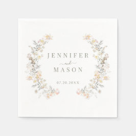 素朴ニュートラルカラーメドウフラワーリース結婚ズ スタンダードカクテルナプキン