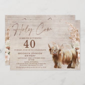 素朴ハイランド牛の聖牛40歳の誕生日 招待状 (正面/裏面)