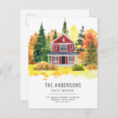 素朴ハウスフォレストウッズ引っ越しました秋ムービング 案内ポストカード (正面/裏面)