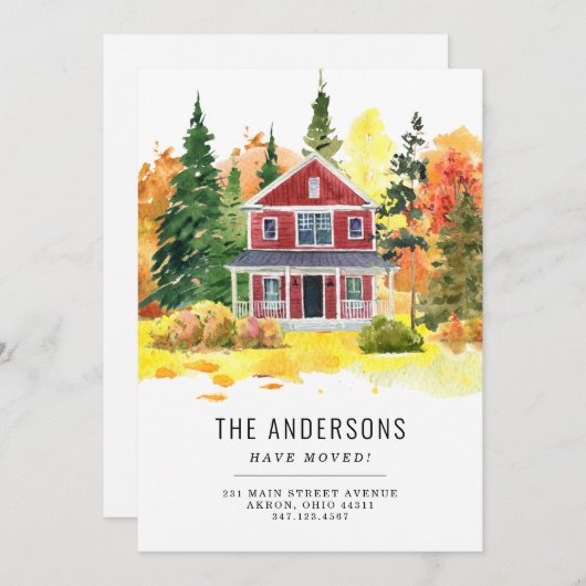 素朴ハウスフォレストウッズ引っ越しました秋ムービング 案内状 (正面/裏面)
