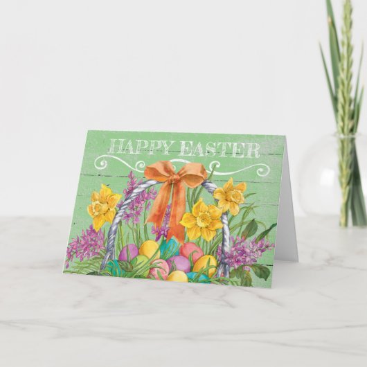素朴ハッピーイースターフローラ籠 シーズンカード (正面)