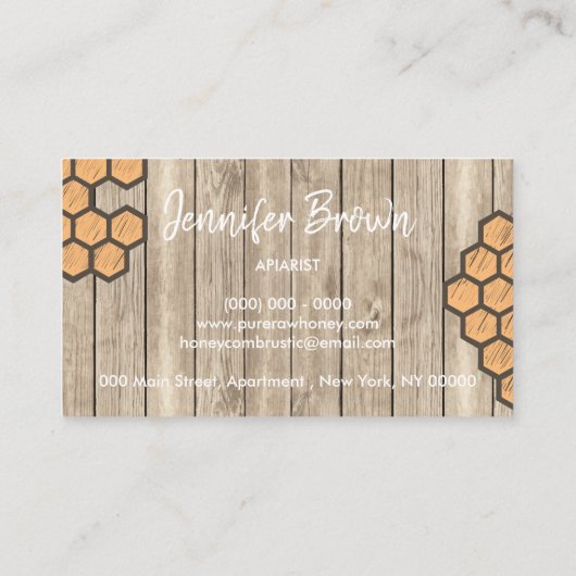 素朴ハニカム純生の蜂蜜の養蜂場 名刺 (裏面)