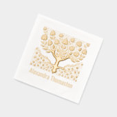 素朴ハートのルート名を持つ開花ツリー 箔ナプキン (左)