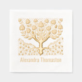 素朴ハートのルート名を持つ開花ツリー 箔ナプキン (正面)