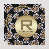 素朴ハートアステカゴールデンディナーパーティの招待状 招待状 (正面/裏面)