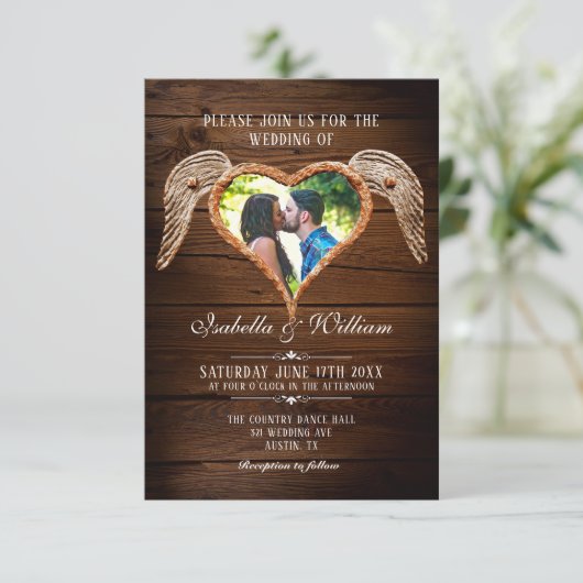 素朴ハートウッドフォトカントリー結婚ズ 招待状 (スタンド正面)