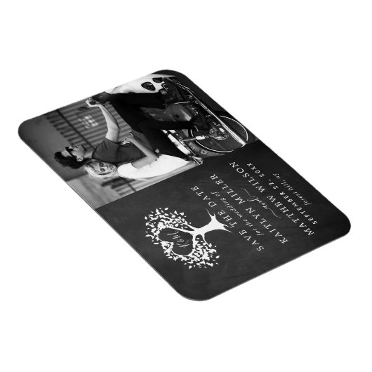 素朴ハートツ結婚リーの写真の日付の保存 マグネット (右側)