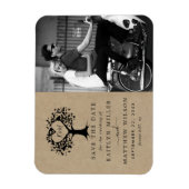 素朴ハートツ結婚リーの写真の日付の保存 マグネット (縦)