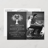 素朴ハートツ結婚リーの写真の日付の保存 案内ポストカード (正面/裏面)