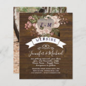 素朴ハートフォトピンク赤面バラ金ゴールド結婚 (正面/裏面)