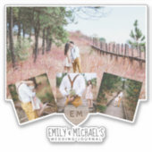 素朴ハートモノグラム結婚写真ブライダルシャワー シール (正面)