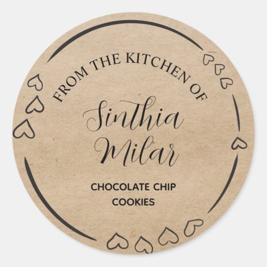 素朴ハートリースCookieラベル ラウンドシール (正面)