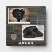 素朴ハート付き木材ペット犬フォトコラージュ フォトプラーク (正面)