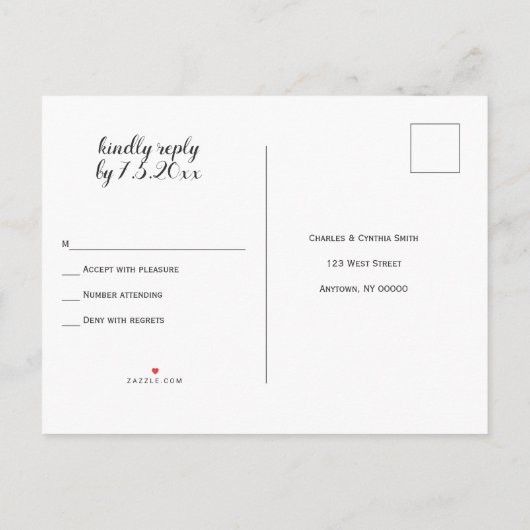 素朴ハート矢印ウッド結婚式svpはがき インビテーションポストカード (裏面)