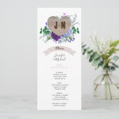 素朴ハート結婚メニュー青い水色の花 招待状 (スタンド正面)