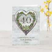 素朴ハート40th誕生日カード カード (黄色い花)