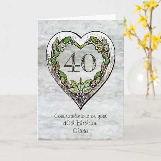 素朴ハート40th誕生日カード カード (黄色い花)