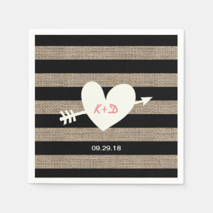 素朴ハート&アローストライプバラップ結婚ズ スタンダードカクテルナプキン