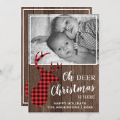 素朴バッファローPlaid OH DEERクリスマスフォト シーズンカード (正面/裏面)