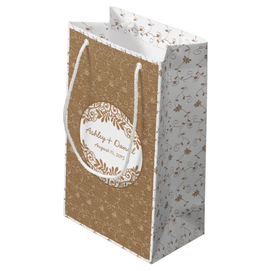 素朴バフェイクラップ結婚レース歓迎バッグ スモールペーパーバッグ (裏面アングル)