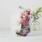 素朴バラとカウボーイ結婚ブーツありがとう サンキューカード (スタンド正面)