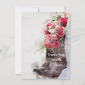 素朴バラとカウボーイ結婚ブーツありがとう サンキューカード (正面)