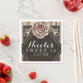 素朴バラエレガントライトウッドダイヤモンドパーティー スタンダードカクテルナプキン (インサイチュ)