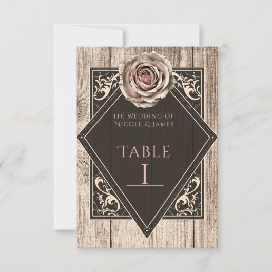 素朴バラエレガントライトダイヤモンドテーブル番号 招待状 (正面)