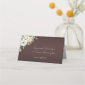 素朴バラオンブルグンディ結婚ズ プレイスカード (裏面)