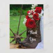 素朴バラカウボーイBoot Western結婚's Thank You ポストカード (正面)