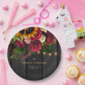 素朴バラパーソナライズされた結婚類 ペーパープレート (パーティー)