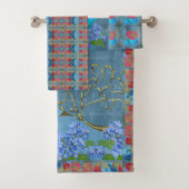 素朴バラピンクヴィンテージブルー金ゴールドフェイクエレガント バスタオルセット (インサイチュ)