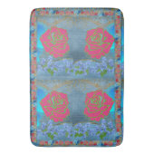 素朴バラピンクヴィンテージブルー金ゴールドフェイクエレガント バスマット (正面縦)