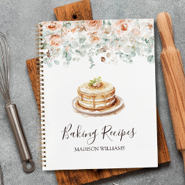 素朴バラフラワーフローラ緑ベーキングレシピ ノートブック