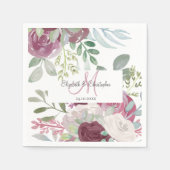 素朴バラフローラウォーターカラーブルグンディ結婚ズ スタンダードカクテルナプキン (正面)