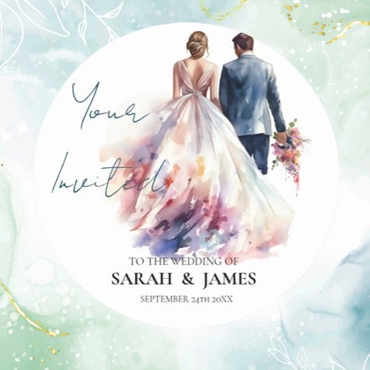 素朴バラフローラ結婚ステッカー ラウンドシール