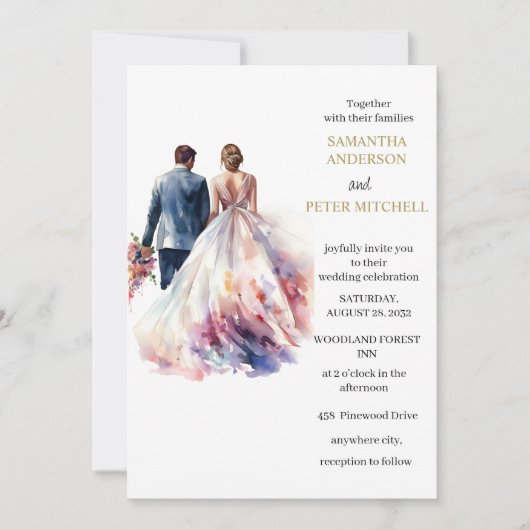 素朴バラボーフローラ結婚テーマ招待 招待状 (正面)