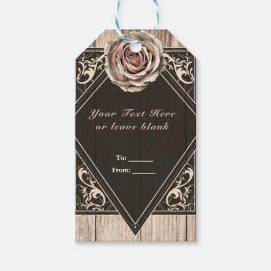 素朴バラライトウエレガントィードダイヤモンドパーティーフェイスアップ ギフトタグ (正面)