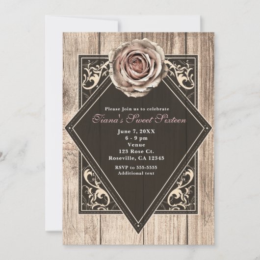 素朴バララエレガントイトウッドダイヤモンド招待状 招待状 (正面)