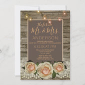 素朴バラレースメイスンジャールストリングライト婚約 招待状 (正面)