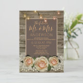 素朴バラレースメイスンジャールストリングライト婚約 招待状 (スタンド正面)