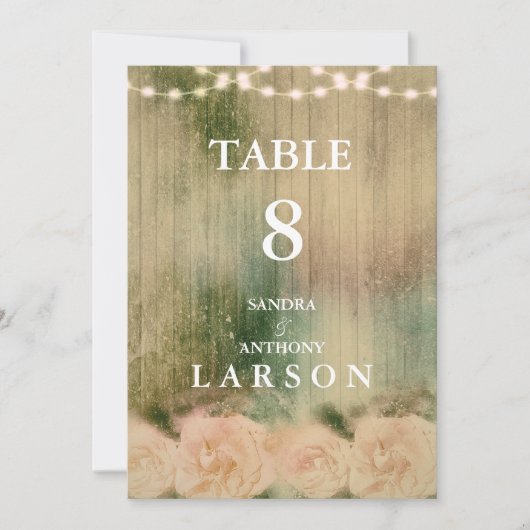 素朴バラ結婚のテーブル番号 招待状 (正面)