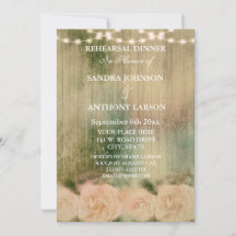 素朴バラ結婚のリハーサル招待状