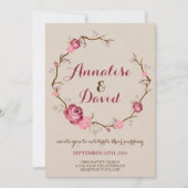素朴バラ結婚式招待状 招待状 (正面)